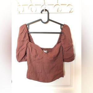 ARITZIA Novella Short Sleeve Blouse in Mocha Sorbet (SIZE XS)